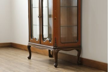 中古　イタリア家具　上品な佇まいが目を引く象嵌入りキャビネット(キュリオケース、ガラスケース、飾り棚、収納棚、戸棚)(R-068819)