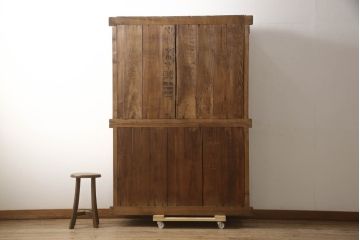 和製アンティーク　四尺　丁寧な作り込みと木味が魅力的な水屋箪笥(重ね箪笥、収納棚、戸棚、食器棚)(R-068828)