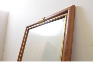 イタリアビンテージ　ゴールドの縁取りがアクセントのウォールミラー(壁掛け鏡、ヴィンテージ)(R-068837)