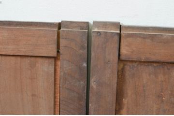 アンティーク建具　総欅(ケヤキ)材一枚板　経年を感じさせる木味が魅力の板戸窓2枚セット(引き戸)(R-068839)