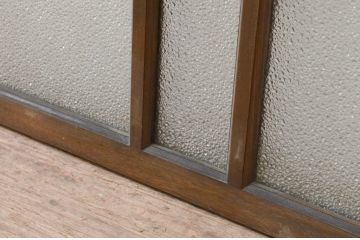 アンティーク建具　タモ材　シンプルながらも上質な造りが魅力的な明かり取り1枚(ガラス欄間、明り取り、FIX窓、フィックス、ガラス窓、嵌め殺し)(R-068841)