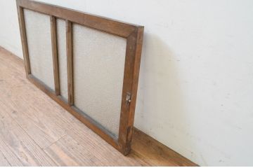 アンティーク建具　タモ材　シンプルながらも上質な造りが魅力的な明かり取り1枚(ガラス欄間、明り取り、FIX窓、フィックス、ガラス窓、嵌め殺し)(R-068841)