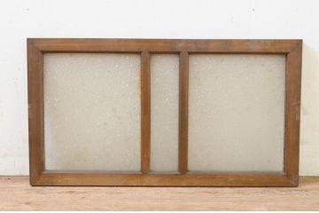 アンティーク建具　タモ材　シンプルながらも上質な造りが魅力的な明かり取り1枚(ガラス欄間、明り取り、FIX窓、フィックス、ガラス窓、嵌め殺し)(R-068842)