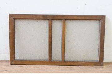 アンティーク建具　タモ材　シンプルながらも上質な造りが魅力的な明かり取り1枚(ガラス欄間、明り取り、FIX窓、フィックス、ガラス窓、嵌め殺し)(R-068842)