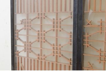 ビンテージ建具　両面ガラス　和モダンな雰囲気づくりにおすすめの書院戸2枚セット(窓、組子、引き戸、ガラス戸、ヴィンテージ)(R-068843)