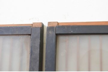ビンテージ建具　両面ガラス　和モダンな雰囲気づくりにおすすめの書院戸2枚セット(窓、組子、引き戸、ガラス戸、ヴィンテージ)(R-068843)