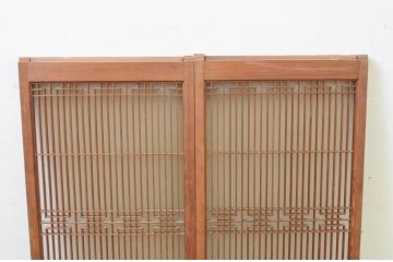 ビンテージ建具　片面ガラス　和モダンな空間を演出する組子入り書院戸2枚セット(引き戸、ガラス、ヴィンテージ)(R-068845)