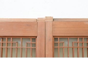ビンテージ建具　片面ガラス　和モダンな空間を演出する組子入り書院戸2枚セット(引き戸、ガラス、ヴィンテージ)(R-068845)