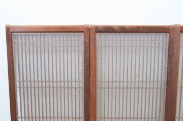 アンティーク建具　片面ガラス　上品な佇まいの腰板黒柿材入りの書院戸4枚セット(引き戸、ガラス戸、窓)(R-068846)