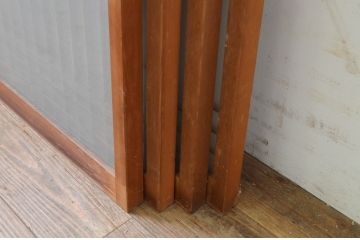 アンティーク建具　片面ガラス　山・松の彫刻入り書院戸4枚セット(窓、引き戸、ガラス戸)(R-068847)