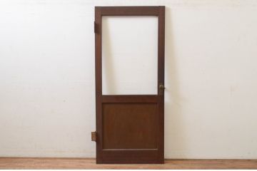 アンティーク建具　落ち着いた雰囲気を演出する木製ドア1枚(ガラス戸、扉)(R-068850)