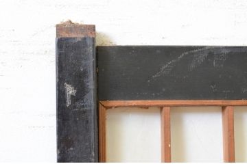 アンティーク建具　腰板欅(ケヤキ)材　和モダンな空間作りにおすすめな障子戸2枚セット(引き戸、格子戸、ガラス帯戸)(R-068854)