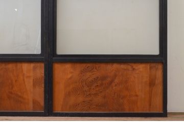 アンティーク建具　落ち着きのある和を演出する障子戸2枚セット(引き戸、ガラス帯戸)(R-068856)