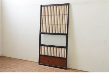 アンティーク建具　腰板欅(ケヤキ)材　上質な和を演出してくれる障子戸1枚(引き戸、ガラス帯戸、格子戸)(R-068857)