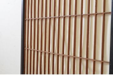 アンティーク建具　腰板欅(ケヤキ)材　上質な和を演出してくれる障子戸1枚(引き戸、ガラス帯戸、格子戸)(R-068857)