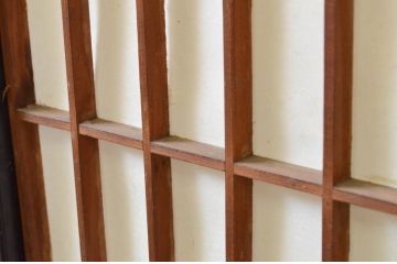 アンティーク建具　腰板欅(ケヤキ)材　上質な和を演出してくれる障子戸1枚(引き戸、ガラス帯戸、格子戸)(R-068857)