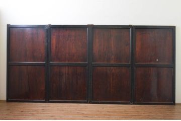 アンティーク建具　シックな空間作りにおすすめな帯戸4枚セット(引き戸、板戸)(R-068860)