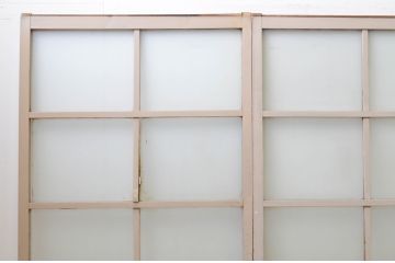 アンティーク建具　ペイント仕上げ限定　レトロな雰囲気づくりにおすすめのガラス戸4枚セット(引き戸)(R-068862)