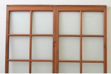 アンティーク建具　どこか懐かしい雰囲気漂う幅狭ガラス戸2枚セット(引き戸)(R-068865)