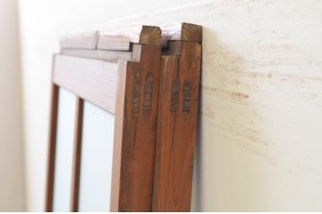 アンティーク建具　どこか懐かしい雰囲気漂う幅狭ガラス戸2枚セット(引き戸)(R-068865)