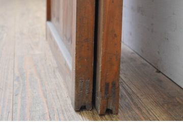 アンティーク建具　どこか懐かしい雰囲気漂う幅狭ガラス戸2枚セット(引き戸)(R-068865)