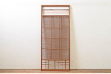 アンティーク建具　涼しげな和の空間づくりにおすすめな幅狭夏戸1枚(簾戸、御簾戸、簀戸、葭戸、夏障子、すど、引き戸)(R-068867)