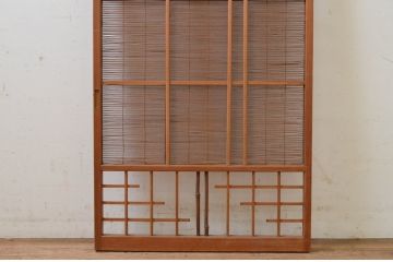 アンティーク建具　涼しげな和の空間づくりにおすすめな幅狭夏戸1枚(簾戸、御簾戸、簀戸、葭戸、夏障子、すど、引き戸)(R-068867)