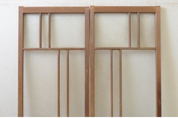 アンティーク建具　大正ロマンなお部屋作りにおすすめな幅狭ガラス戸2枚セット(引き戸)(R-068870)