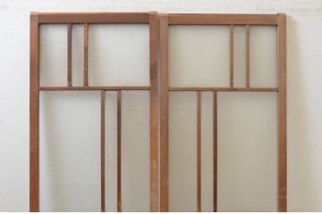 アンティーク建具　大正ロマンなお部屋作りにおすすめな幅狭ガラス戸2枚セット(引き戸)(R-068870)