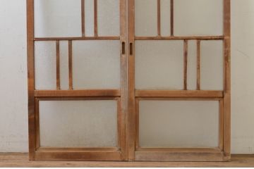 アンティーク建具　大正ロマンなお部屋作りにおすすめな幅狭ガラス戸2枚セット(引き戸)(R-068870)