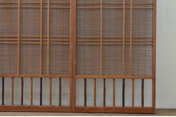 アンティーク建具　涼しげな和の空間を演出する幅狭夏戸4枚セット(引き戸、簾戸、簀戸、葭戸、すど、夏障子)(R-068871)
