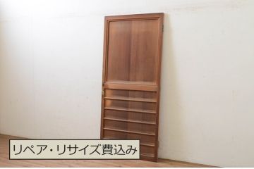アンティーク建具　上手物!!　杉材　柾目の美しい横桟付き板戸扉1枚(ドア、木製扉)(R-068872)