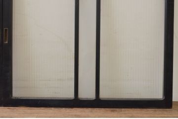 アンティーク建具　落ち着いた雰囲気が素敵なモールガラス窓2枚セット(引き戸、ガラス戸)(R-068874)