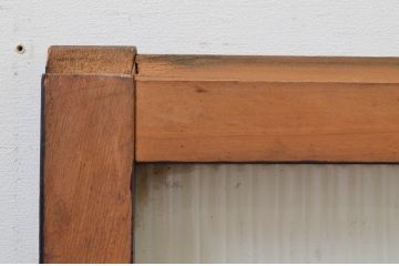 アンティーク建具　落ち着いた雰囲気が素敵なモールガラス窓2枚セット(引き戸、ガラス戸)(R-068874)
