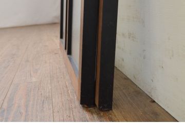 アンティーク建具　落ち着いた雰囲気が素敵なモールガラス窓2枚セット(引き戸、ガラス戸)(R-068874)