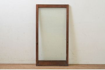 アンティーク建具　レトロな雰囲気が魅力のチェッカーガラス窓1枚(ガラス戸、引き戸)(R-068876)