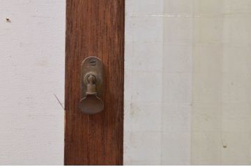 アンティーク建具　レトロな雰囲気が魅力のチェッカーガラス窓1枚(ガラス戸、引き戸)(R-068876)