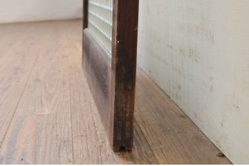 アンティーク建具　レトロな雰囲気が魅力のチェッカーガラス窓1枚(ガラス戸、引き戸)(R-068876)