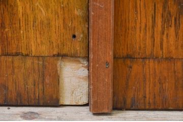 イギリスアンティーク　オーク材　色鮮やかなデザインが目を惹く、重厚感あるステンドグラスの両開きドア1対2枚セット(扉、建具、英国)(R-068877)