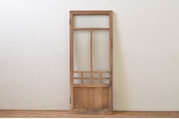 アンティーク建具　レトロな雰囲気を醸し出す背の低いガラス扉1枚(木製扉、ドア)(R-068878)