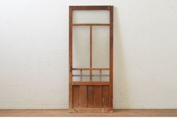 アンティーク建具　レトロな雰囲気を醸し出す背の低いガラス扉1枚(木製扉、ドア)(R-068878)