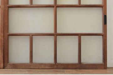 アンティーク建具　大正ロマン　ノスタルジックな雰囲気を醸し出すガラス窓4枚セット(引き戸、ガラス戸)(R-068880)