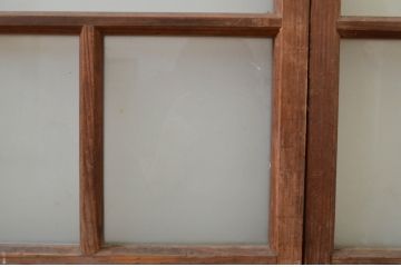 アンティーク建具　大正ロマン　ノスタルジックな雰囲気を醸し出すガラス窓4枚セット(引き戸、ガラス戸)(R-068880)