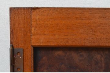 アンティーク建具　高級品!!　総欅(ケヤキ)材　玉杢無垢材　落ち着いた和の空間を演出する板戸窓2枚セット(扉、ドア)(R-068884)