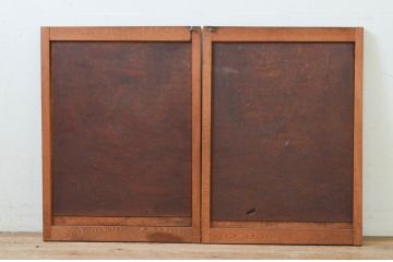アンティーク建具　高級品!!　総欅(ケヤキ)材　玉杢無垢材　落ち着いた和の空間を演出する板戸窓2枚セット(扉、ドア)(R-068884)