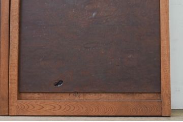 アンティーク建具　高級品!!　総欅(ケヤキ)材　玉杢無垢材　落ち着いた和の空間を演出する板戸窓2枚セット(扉、ドア)(R-068884)