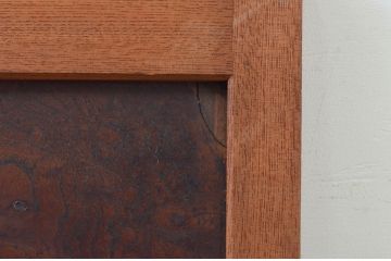 アンティーク建具　高級品!!　総欅(ケヤキ)材　玉杢無垢材　落ち着いた和の空間を演出する板戸窓2枚セット(引き戸)(R-068885)