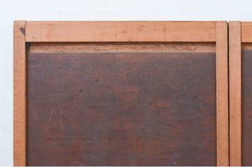 アンティーク建具　高級品!!　総欅(ケヤキ)材　玉杢無垢材　落ち着いた和の空間を演出する板戸窓2枚セット(引き戸)(R-068885)