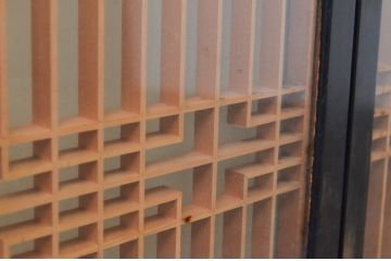 アンティーク建具　両面ガラス　和モダンな雰囲気づくりにおすすめの書院戸4枚セット(窓、組子、引き戸、ガラス戸)(R-068886)