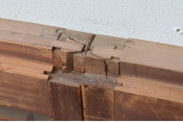 アンティーク建具　両面ガラス　和モダンな雰囲気づくりにおすすめの書院戸4枚セット(窓、組子、引き戸、ガラス戸)(R-068887)